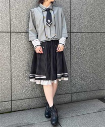 Double button middle Skirt(Black-F)