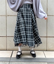 Check pattern Skirt with Belt