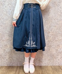 Embroidered Belted embellished Skirt(Navy-F)