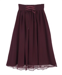 Back frill lace-up skirt(Wine-Free)