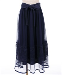 Lace × Tulle skirt(Navy-F)