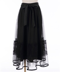 Lace × Tulle skirt(Black-F)