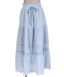 Cotton Lace Assed Skirt(Saxe blue-F)