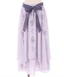 Flower embroidery Ilehem Skirt(Lavender-F)