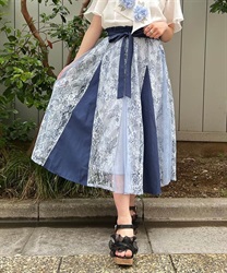 Hydrangea print lace Skirt