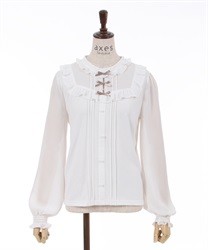 Frill Pullover with ribbon(White-F)