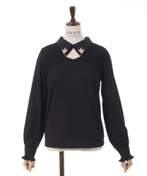 Cut -out with chain Pullover(Black-F)