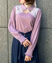 Cut -out with chain Pullover(Pink-F)