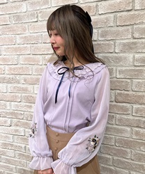 Pansy embroidery pullover