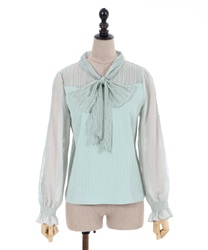 Lace bow tie pullover(Mint Green-F)