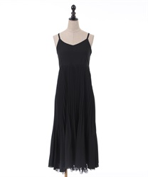Pleated design cami Dress(Black-F)