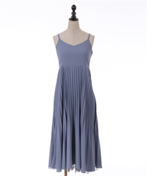 Pleated design cami Dress(BlueGrey-F)