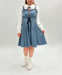 Lace -up mini cami Dress(BlueGrey-F)