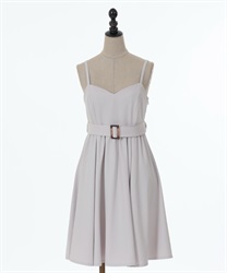 Flare cami Dress with Belt(Greige-F)