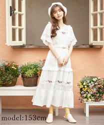 Flower embroidery Pina Fore Dress(Ecru-F)