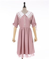 Frilled sailor collar Dress(Pink-F)