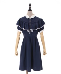 Cape style design Dress(Navy-F)
