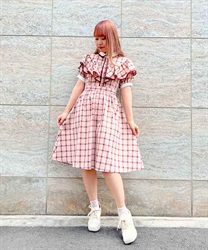 Cape style design Dress(Pink-F)