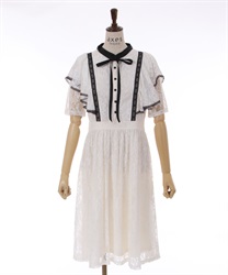 Pie -ping lace Dress(White-F)