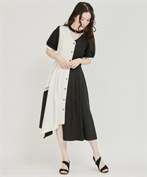 Choker -style bicolor Dress(Black-F)