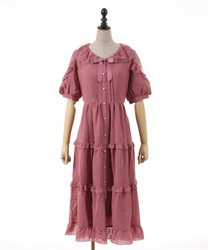 Dolly long Dress with ribbon(Pink-F)