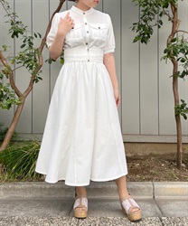 Denim Dress with Belt(White-F)