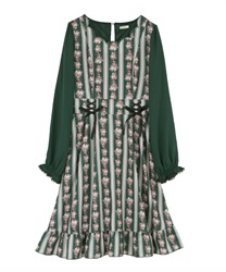 Roses stripe dress(Green-Free)