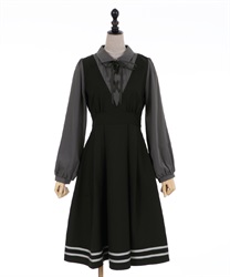 Layered design dress(Black-F)