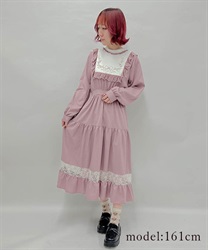 Blocking bouquet embroidery Dress(Pink-F)