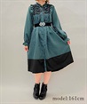 Frilled Dress with rolled roses(Green-F)