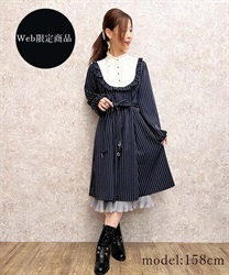 Etoile embroidery striped Dress(Navy-F)