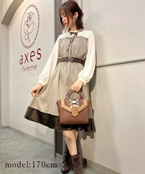 Bustier switching check pattern Dress(Brown-F)