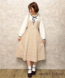Layered style check pattern Dress(Beige-F)