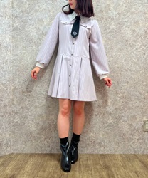 Shirt with tie Dress(Pink-F)
