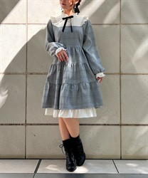 Tiade switching mini length Dress(Grey-M)
