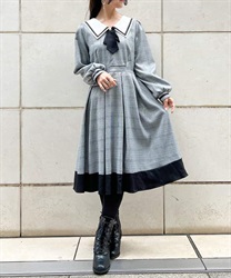 Sailor Dress with brooch(Grey-F)