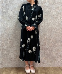 rose pattern Dress(Black-F)