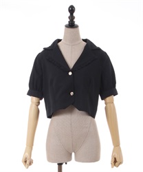 Frill collar girly short Jacket(Black-F)