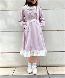 Trench coat with lace collar(Pink-F)