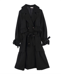 Frill design trench coat(Black-Free)