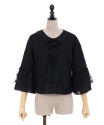 Lacy layered design blouse(Black-F)