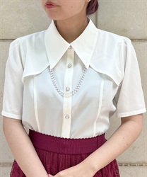 Blouse with pearl chain(White-F)