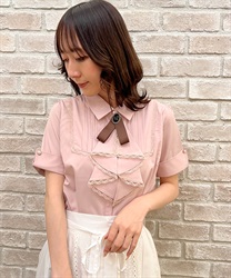 Blouse with jab -brooch(Pink-F)