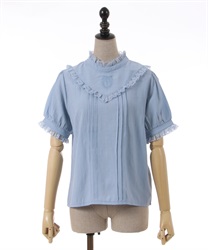 Frame embroidery Blouse(Saxe blue-F)