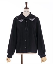 Layered embroidery blouse(Black-M)