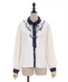 Bicolor frills blouse(Ecru-F)