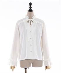 Classic bow tie frill blouse(Ecru-Free)
