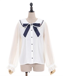 Strawberry embroidery blouse with ribbon(Ecru-F)