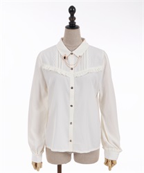 Blouse with chain brooch(Ecru-F)