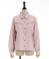 Blouse with chain brooch(Pink-F)